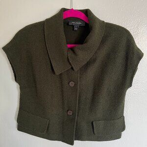 St. John Crop knit Jacket Size 4 Dark Olive Green